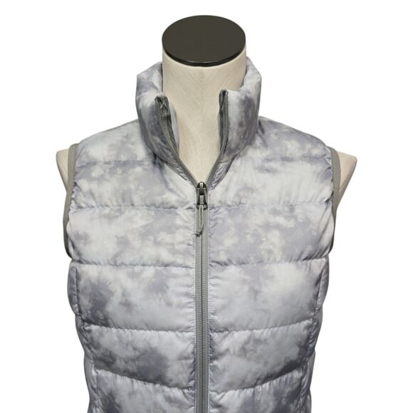 Eddie Bauer Down Puffer Vest Womens Size XS EB650 Gray Tie Dye Full Zip Winter - Picture 7 of 11